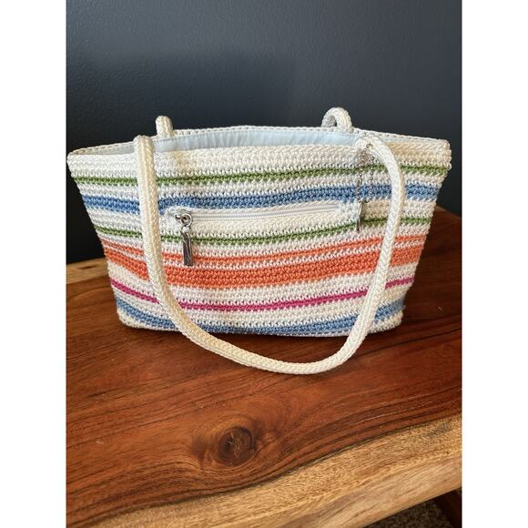 The Sak Crochet Shoulder Bag NOS Stripe Multicolor Purse Boho Beach Y2K - Picture 1 of 6